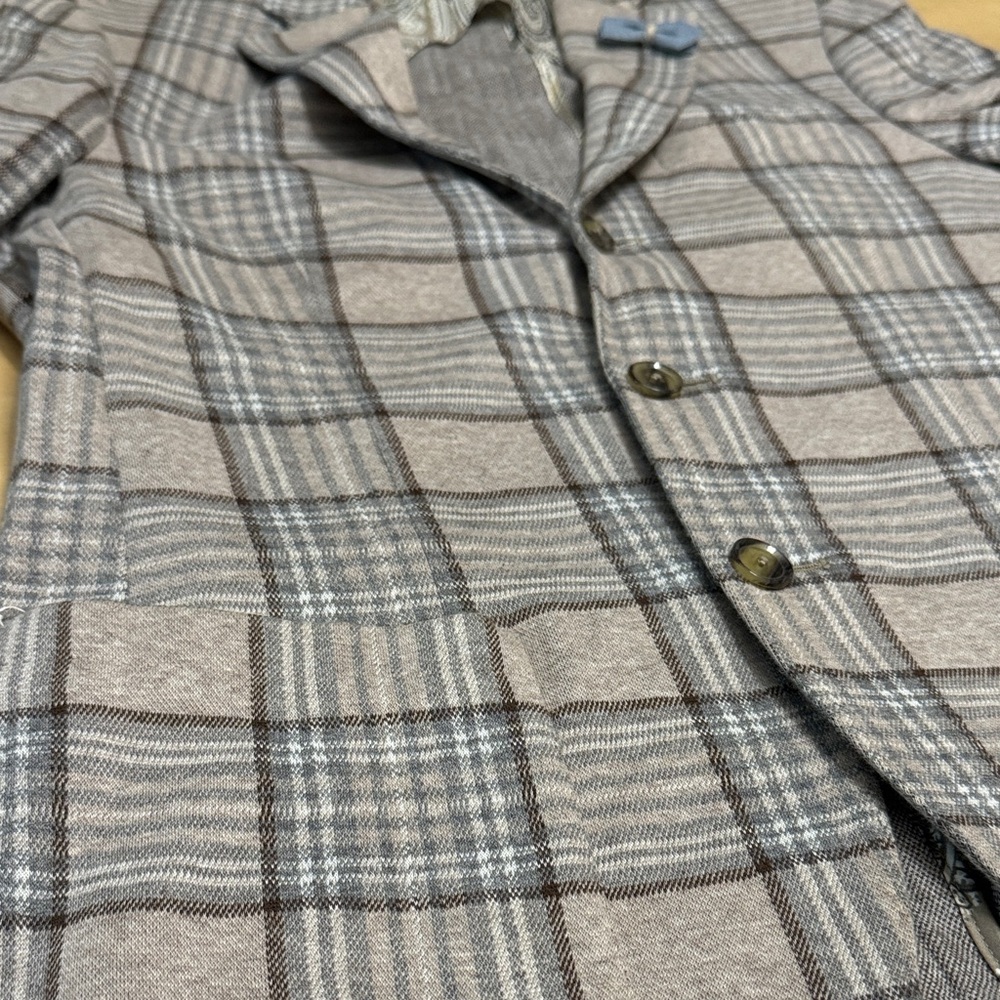 Altea *high luxury cotton* Tan and Blue Plaid Blazer